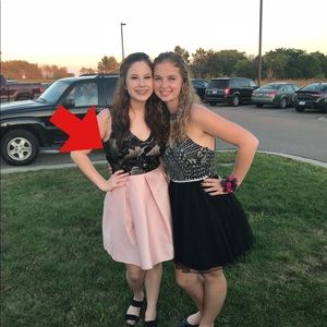 Pink & Black lace A-Line Dress